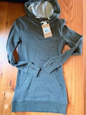 NWT Hemp Hoodlamb Cozy Hooded Sweatshirt Dress in Olive Speckle 💚